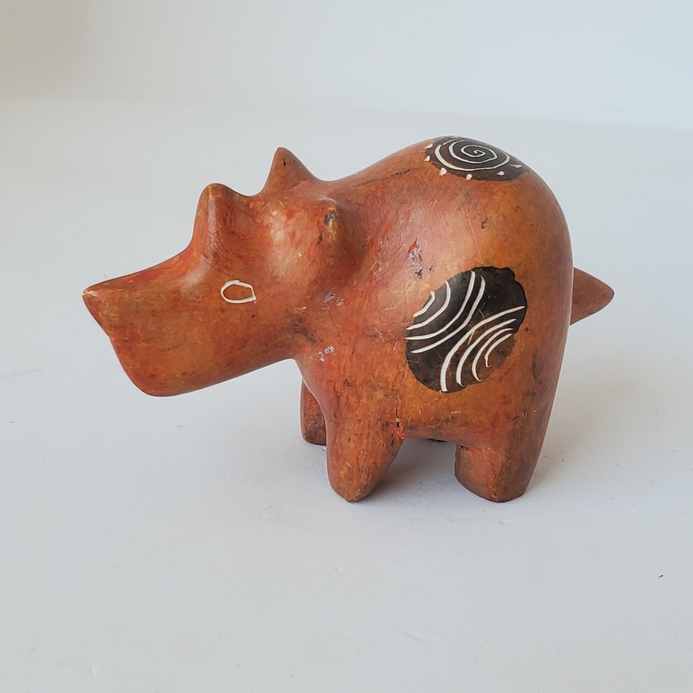 Vintage Soapstone Rhinocerous - African Hand Carved Figurine